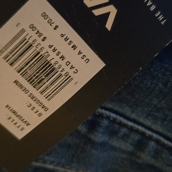 NWT Men's RVCA Deep Blue Daggers Denim Slim Stretch Fit Comes in Various Sizes - Picture 3 of 6
